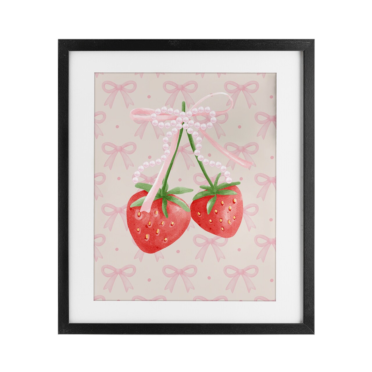 Stupell Industries Bows & Berries Strawberry Framed Print Under Glass, design by Jesse Keith